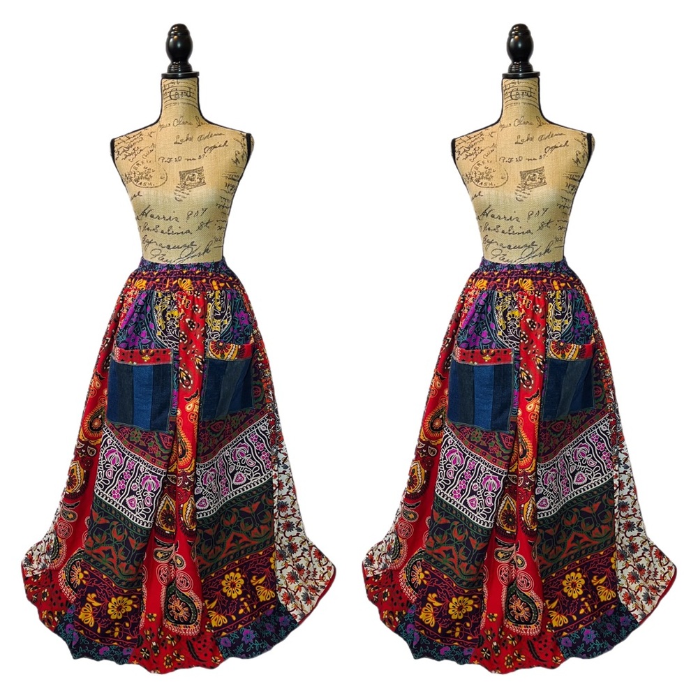 Patchwork Boho Maxi Skirt Handmade Boho Maxi Skirt